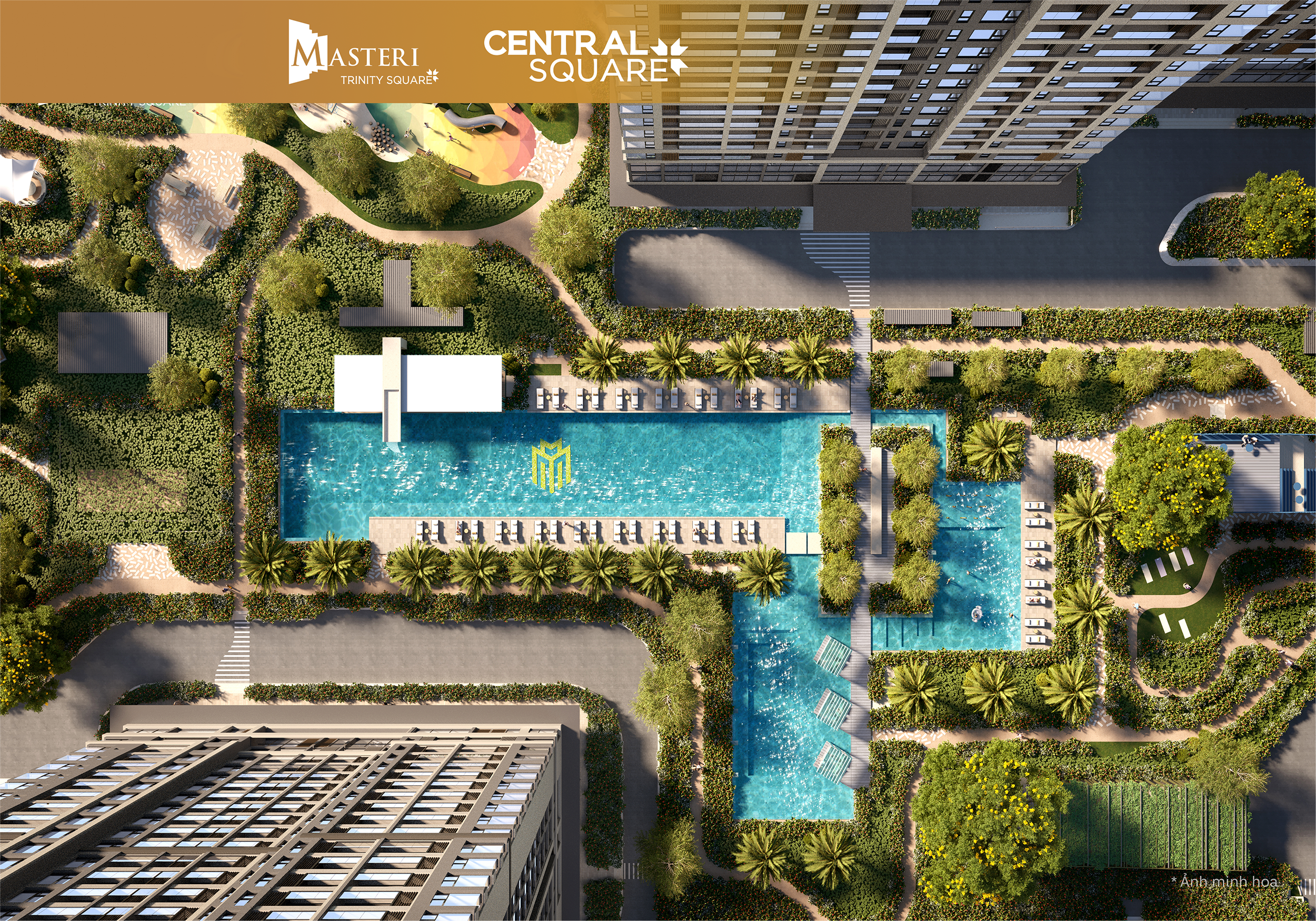 Bể bơi phân khu Central Square dự án Masteri Trinity Square