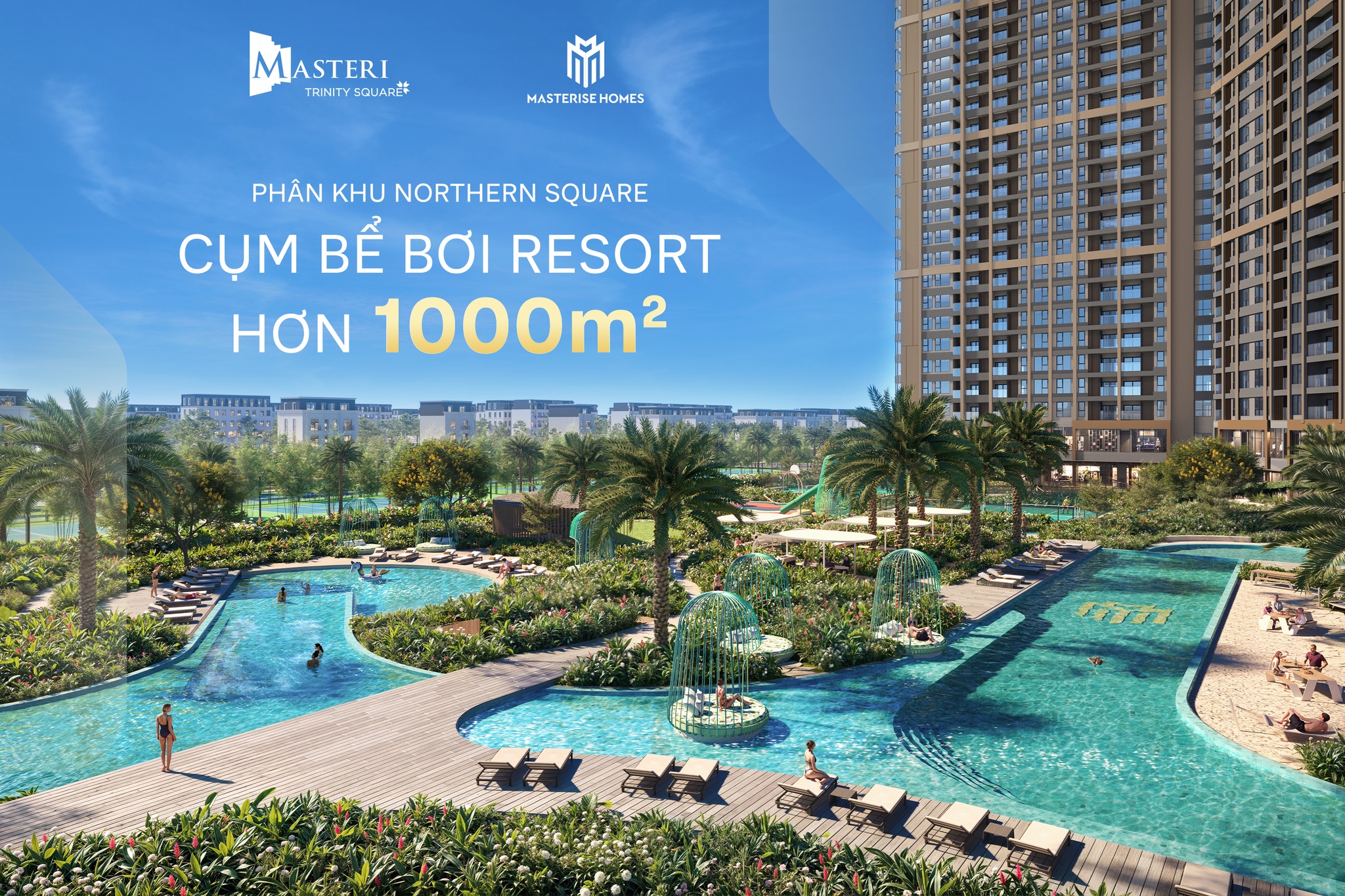 Cụm bể bơi phong cách resort của Masteri Trinity Square