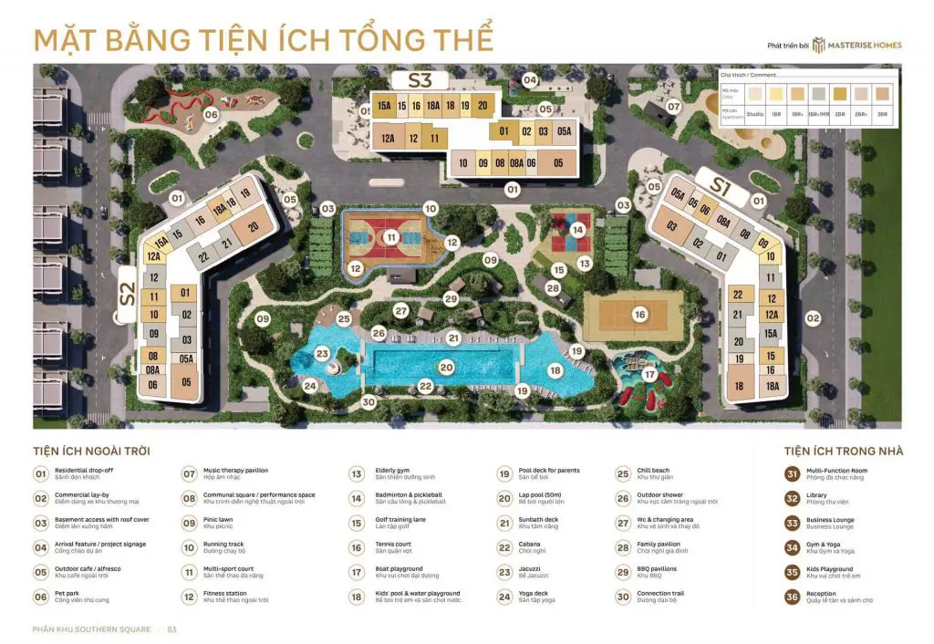 Mặt bằng phân khu Southern Square dự án Masteri Trinity Square