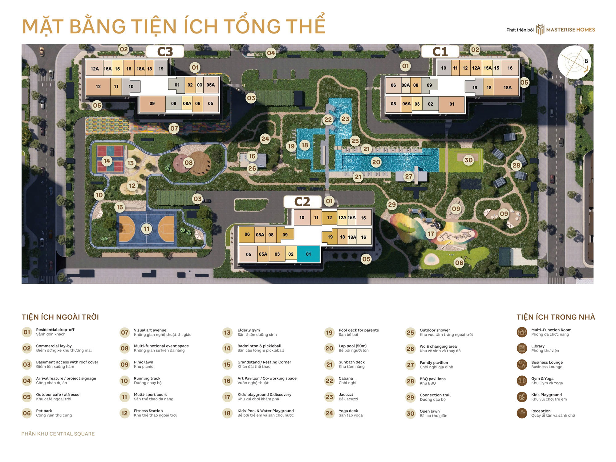 Mặt bằng phân khu Central Square dự án Masteri Trinity Square