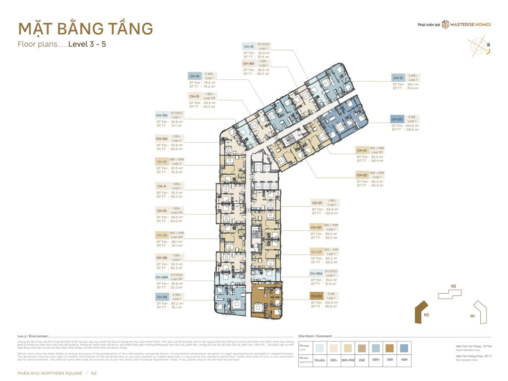 Mặt bằng toà N2 Masteri Trinity Square