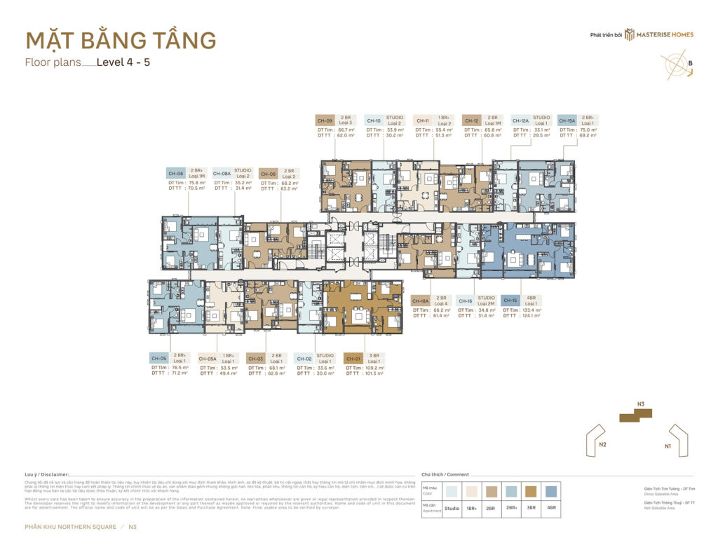 Mặt bằng toà N3 Masteri Trinity Square