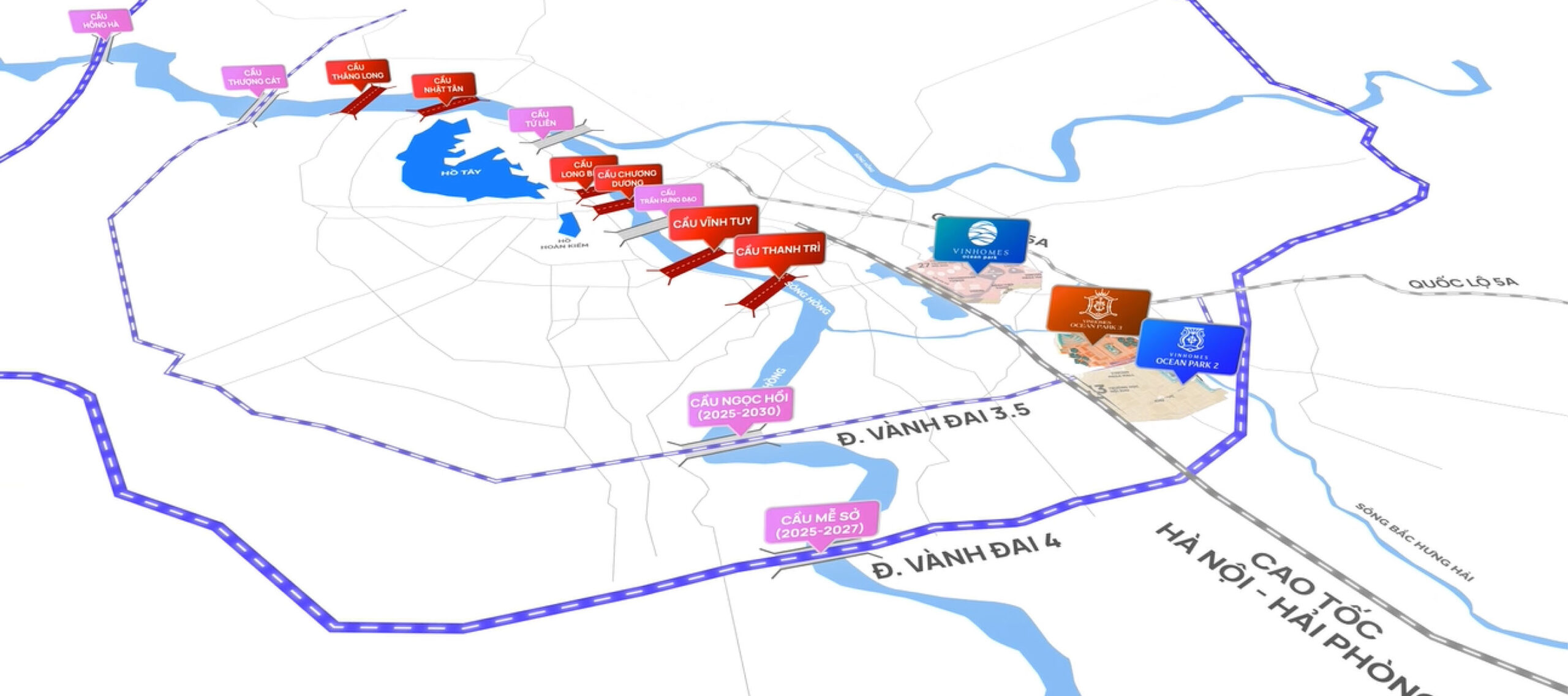 Vành đai 4 và các dự án cầu mới ở Hà Nội